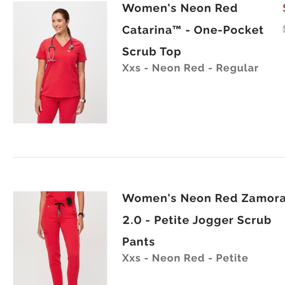 Figs Neon Red Catarina Scrub top and jogger SET!